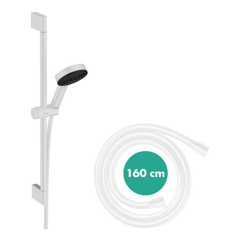 hansgrohe Ensemble de douche Pulsify Select 105 669mm Barre de douche, blanc mat, Relax, 3 jets