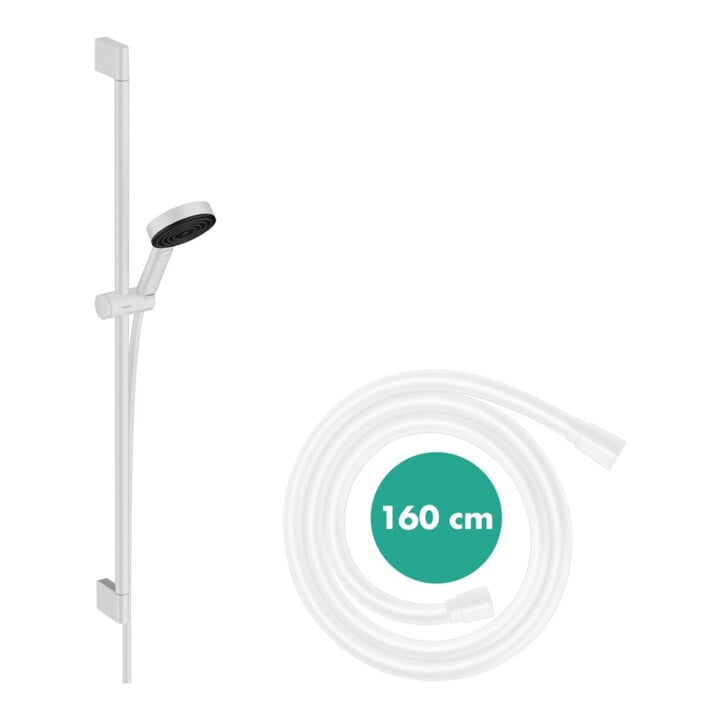hansgrohe Ensemble de douche Pulsify Select 105 959mm Barre de douche, blanc mat, Relax, 3 jets