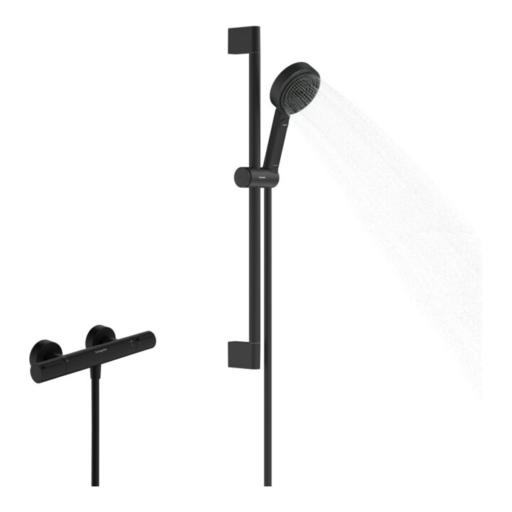 hansgrohe Ensemble de douche Pulsify Select S 669 mm BrSt + douchette, 3 jets, mat noir