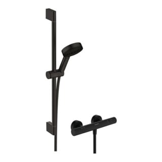hansgrohe Ensemble de douche Pulsify Select S 669 mm BrSt + douchette, 3 jets, mat noir