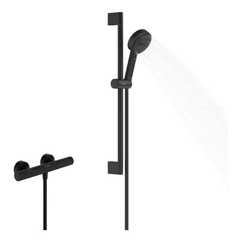 hansgrohe Ensemble de douche Pulsify Select S 669 mm BrSt + douchette, 3 jets, mat noir