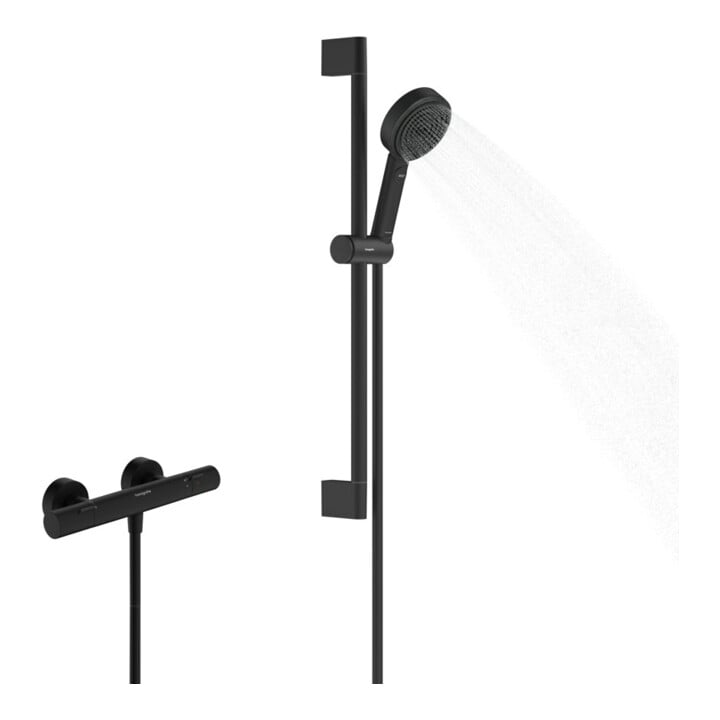 hansgrohe Ensemble de douche Pulsify Select S 669 mm BrSt + douchette, 3 jets, mat noir