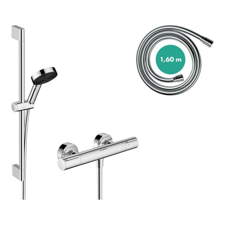 hansgrohe Ensemble de douche Pulsify Select S 669mm barre + douchette, 3 jets, chrome