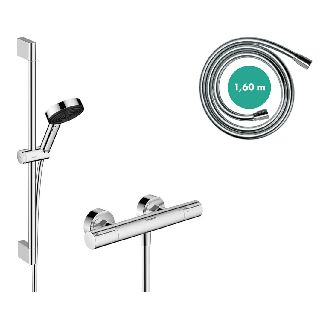 hansgrohe Ensemble de douche Pulsify Select S 669mm barre + douchette, 3 jets, chrome