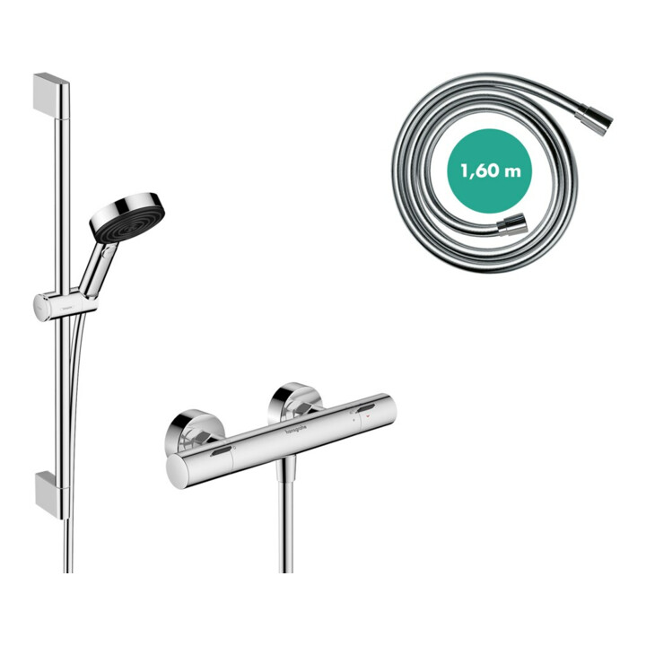 hansgrohe Ensemble de douche Pulsify Select S 669mm Barre + Douchette, 3 jets, chrome