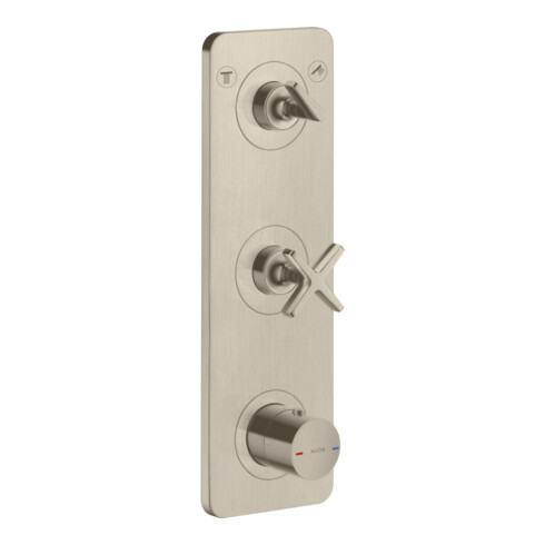 hansgrohe Ensemble prêt à poser Axor Citterio E Thermostat encastré H 380x120 mm, avec plaque, nickel brossé