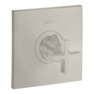 hansgrohe Ensemble prêt à poser Axor Citterio HF UP-THM, avec poignée croix, aspect acier inoxydable