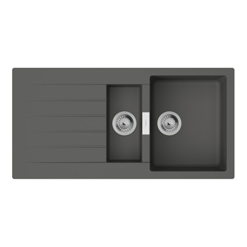 hansgrohe Évier encastrable S520 avec égouttoir, 980x480 mm, 2 bacs, gris pierre