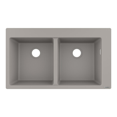 hansgrohe Évier encastré S510-F770 370/370 860x490mm, 2 cuves, béton gris, vidage préinstallé