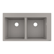 hansgrohe Évier encastré S510-F770 370/370 860x490mm, 2 cuves, béton gris, vidage préinstallé