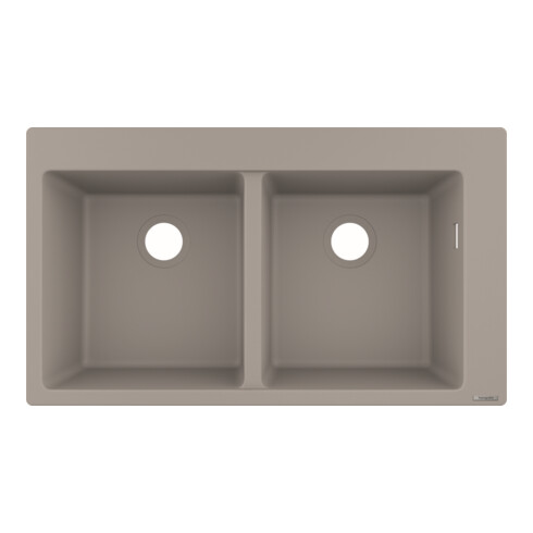 hansgrohe Évier encastré S510-F770 370/370 860x490mm, 2 cuves, béton gris, vidage préinstallé