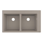 hansgrohe Évier encastré S510-F770 370/370 860x490mm, 2 cuves, béton gris, vidage préinstallé-4