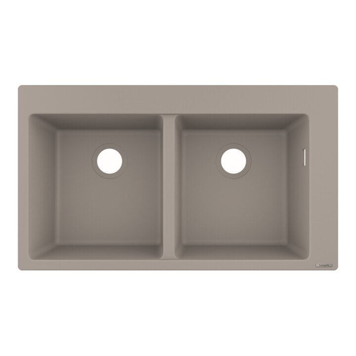 hansgrohe Évier encastré S510-F770 370/370 860x490mm, 2 cuves, béton gris, vidage préinstallé