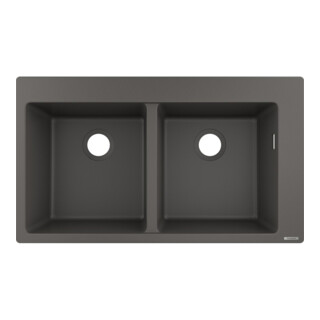 hansgrohe Évier encastré S510-F770 370/370 860x490mm, 2 cuves, vidage avant, gris pierre