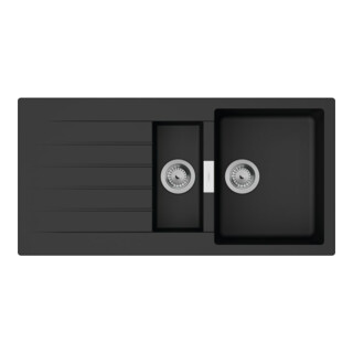 hansgrohe Évier encastré S520 avec égouttoir, 980x480 mm, 2 bacs, graphite noir