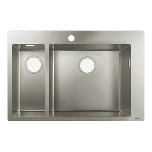 hansgrohe Évier encastré S711-F655 180/450 735x480mm, 1 principal/1 auxiliaire, HL courbé, ES