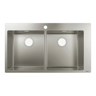 hansgrohe Évier encastré S711-F765 370/370 845x480mm, 2 becs principaux, HL courbé, ES