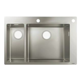 hansgrohe Évier encastré S712-F655 180/450 735x480mm, 1 principal/1 secondaire, HL/L courbé, ES