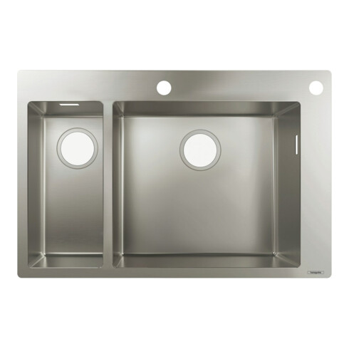 hansgrohe Évier encastré S712-F655 180/450 735x480mm, 1 principal/1 secondaire, HL/L courbé, ES
