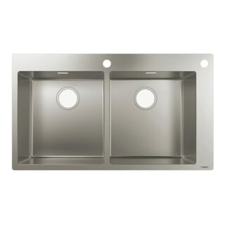 hansgrohe Évier encastré S712-F765 370/370 845x480mm, 2 cuves, mitigeur haut et bas, ES