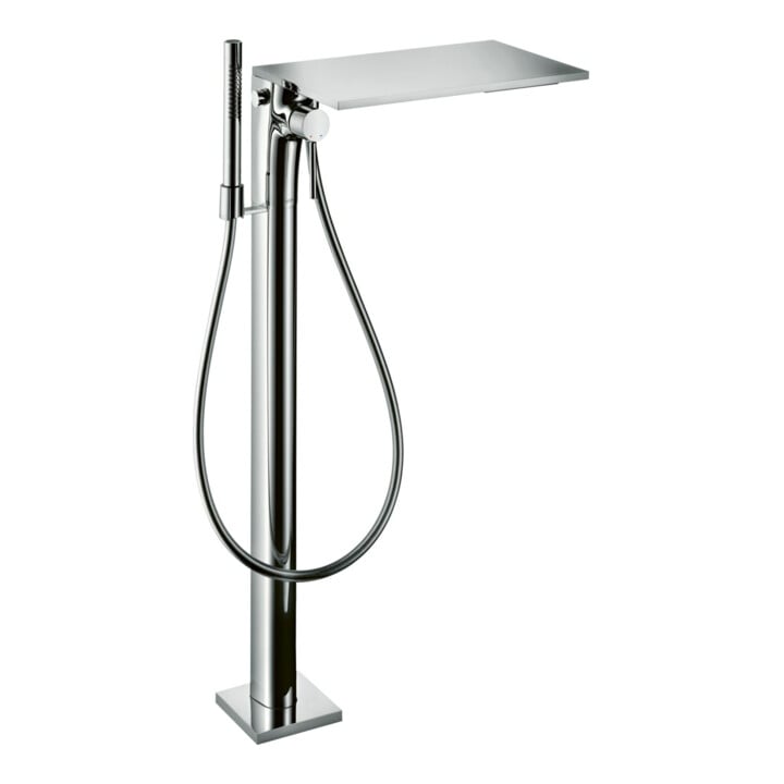 hansgrohe Fertigmontageset Axor Massaud Wannen-Einhebelmischer, bodensteh., Edelstahl-Optik