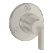 hansgrohe Fertigmontageset Trio/Quattro UP-Ab- + Um-V, m Hebel, Edelstahl-Optik