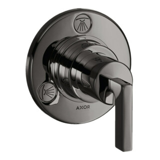 hansgrohe Fertigmontageset Trio/Quattro UP-Ab- + Um-V, m Hebel, pol. bla vc