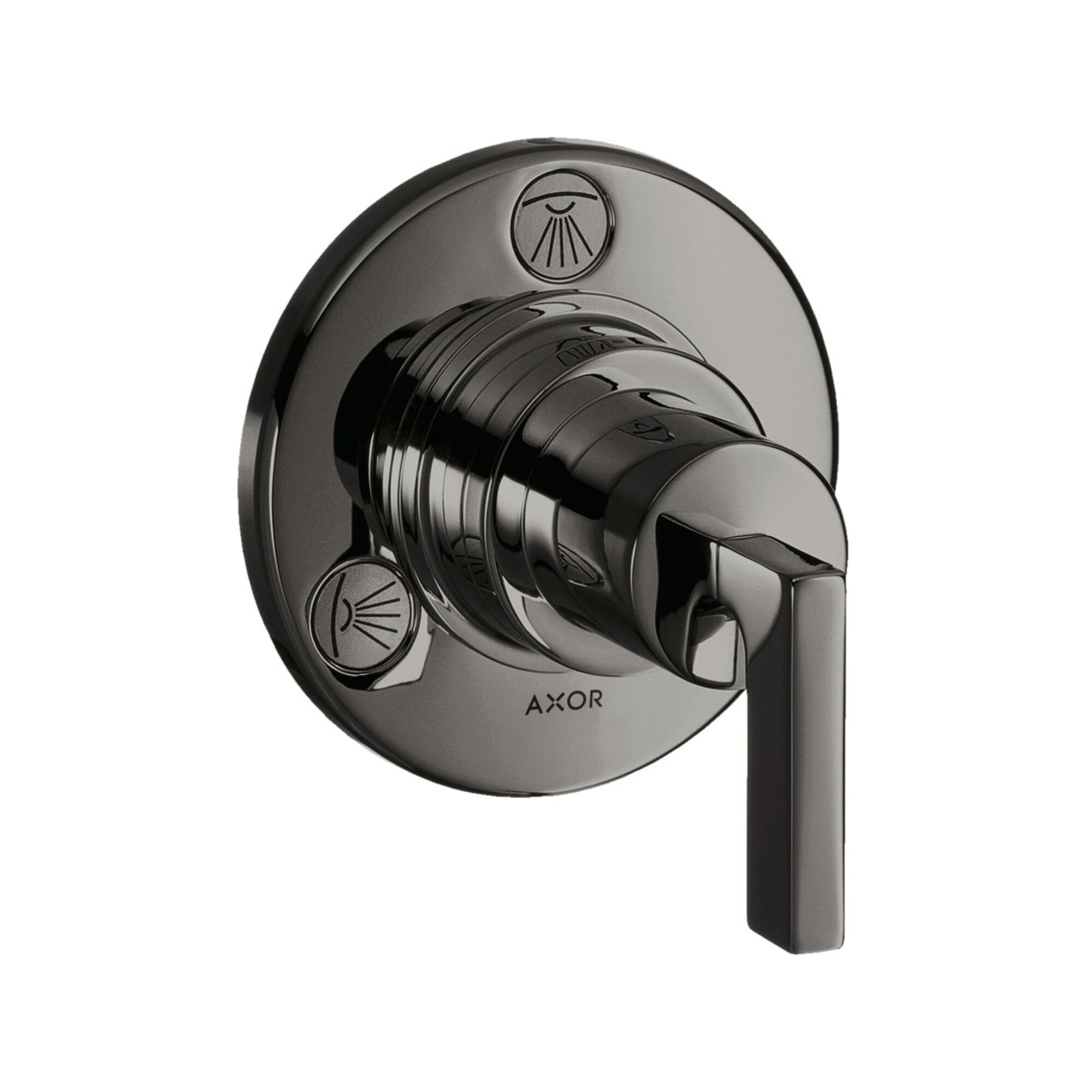 hansgrohe Fertigmontageset Trio/Quattro UP-Ab- + Um-V, m Hebel, pol. bla vc