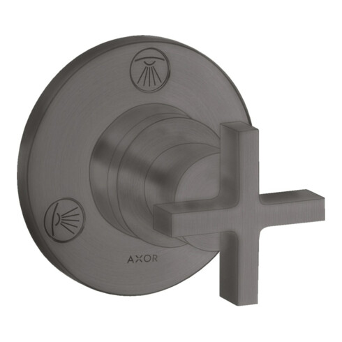 hansgrohe Fertigmontageset Trio/Quattro UP-Ab- + Um-V, m Kreuz, brush. bla vc