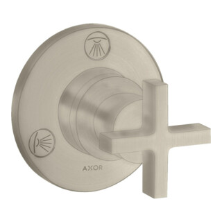 hansgrohe Fertigmontageset Trio/Quattro UP-Ab- + Um-V, m Kreuz, brush. ni.