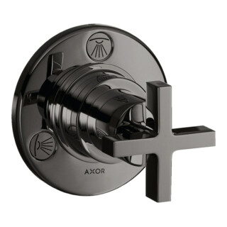 hansgrohe Fertigmontageset Trio/Quattro UP-Ab- + Um-V, m Kreuz, pol. bla vc