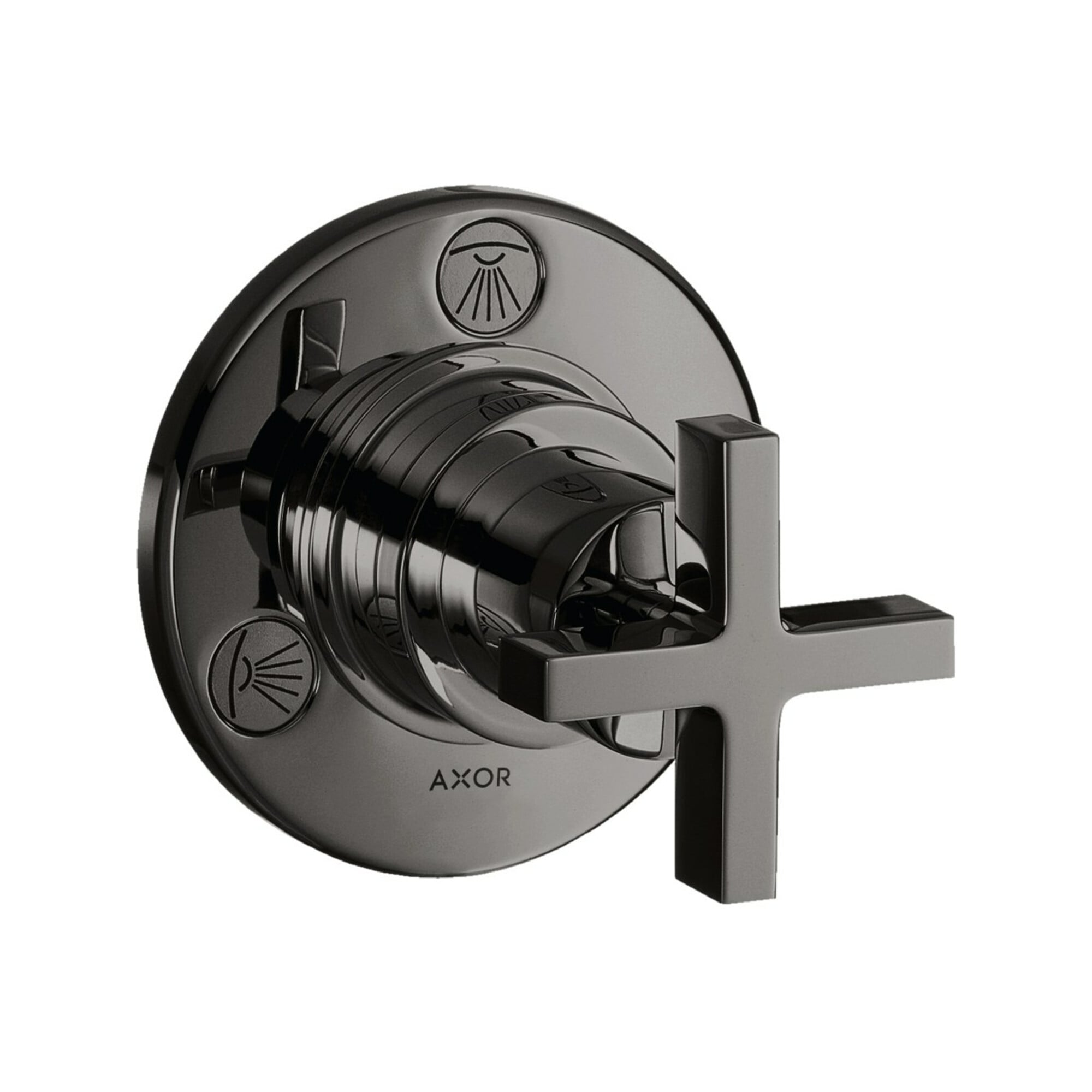hansgrohe Fertigmontageset Trio/Quattro UP-Ab- + Um-V, m Kreuz, pol. bla vc