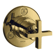 hansgrohe Fertigmontageset Trio/Quattro UP-Ab- + Um-V, m Kreuz, pol. gol opt