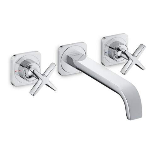 hansgrohe Fertigset Axor Citterio E UP-3-Loch-Waschtischarmatur, Ausl. 220mm, Roset., chr