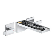 hansgrohe Fertigset Axor MyEdition 3-Loch-Waschtischarmatur, Wandmont., o. Platte, chrom
