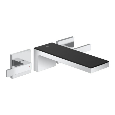 hansgrohe Fertigset Axor MyEdition 3-Loch-Waschtischarmatur, Wd, m Pl., chr./Schw.-gl.