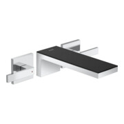 hansgrohe Fertigset Axor MyEdition 3-Loch-Waschtischarmatur, Wd, m Pl., chr./Schw.-gl.