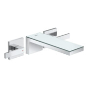 hansgrohe Fertigset Axor MyEdition 3-Loch-Waschtischarmatur, Wd, m Pl., chrom/Sp.-Glas