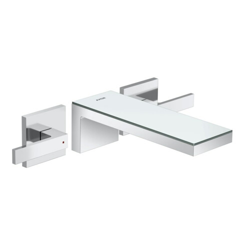 hansgrohe Fertigset Axor MyEdition 3-Loch-Waschtischarmatur, Wd, m Pl., chrom/Sp.-Glas