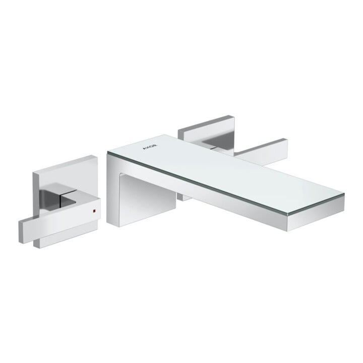 hansgrohe Fertigset Axor MyEdition 3-Loch-Waschtischarmatur, Wd, m Pl., chrom/Sp.-Glas