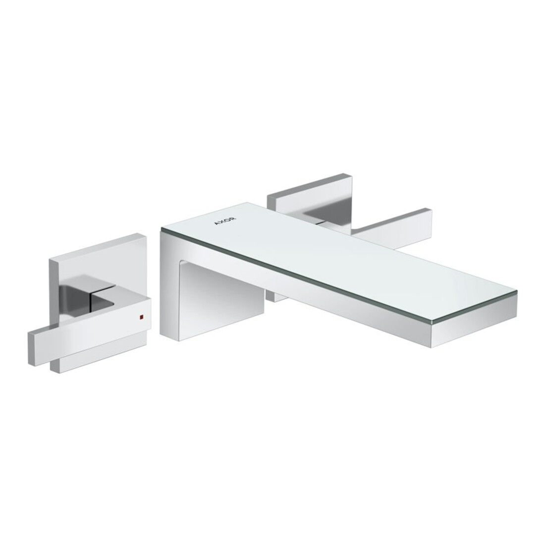 hansgrohe Fertigset Axor MyEdition 3-Loch-Waschtischarmatur, Wd, m Pl., chrom/Sp.-Glas