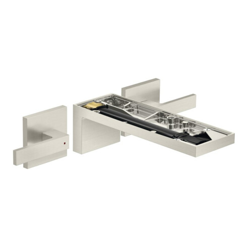 hansgrohe Fertigset Axor MyEdition 3-Loch-Waschtischarmatur, Wd, o. Pl., Edelstahl-Optik