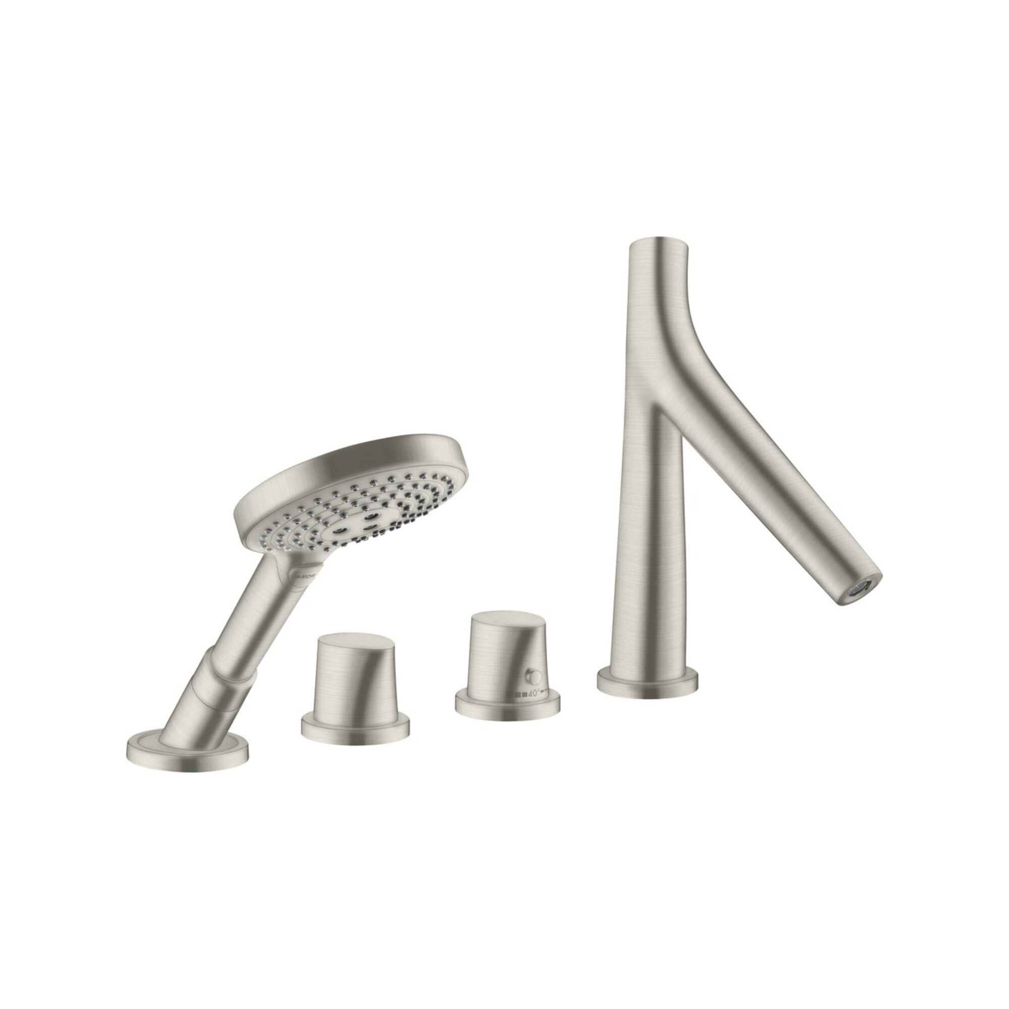 hansgrohe Fertigset Axor Starck Organic 4-L-BW-Rand-Arm, m Thermostat, Edelstahl-Optik