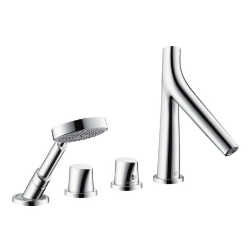 hansgrohe Fertigset Axor Starck Organic 4-L-BW-Rand-Arm., mit Thermostat, chrom