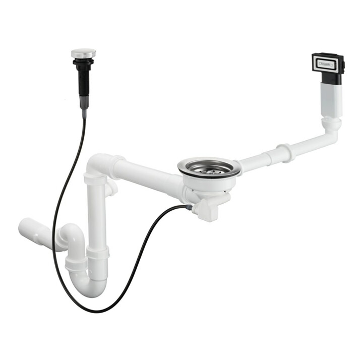 hansgrohe Garniture de vidage et trop-plein D16-11 automatique, pour évier simple en granit, chrome