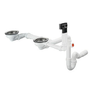 hansgrohe Garniture de vidage et trop-plein D17-10 manuelle, pour double vasque granit, chrome