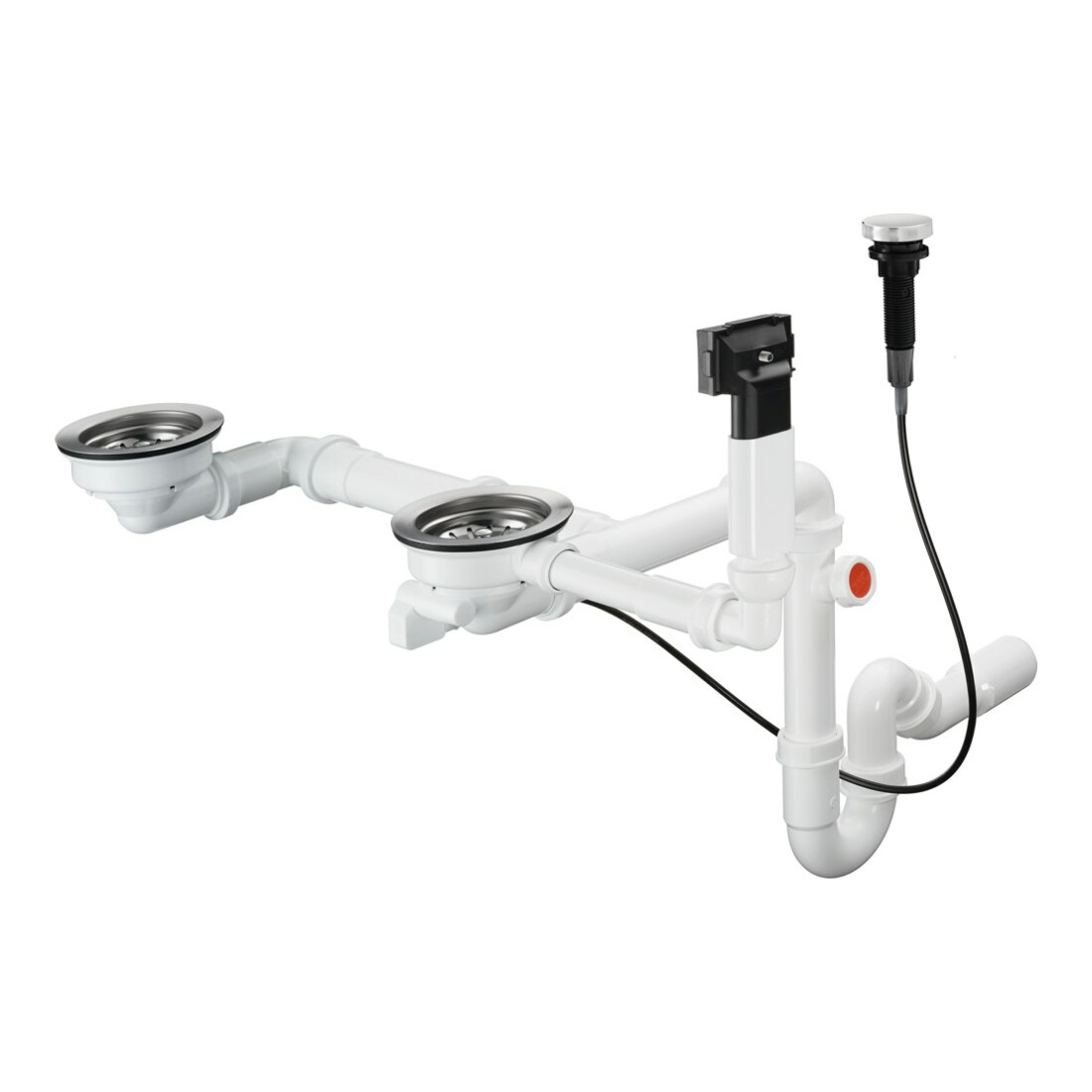 hansgrohe Garniture de vidage et trop-plein D17-11 automatique, pour double évier granit, chrome