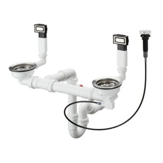 hansgrohe Garniture vidage et trop-plein D15-11 automatique, pour double vasque, acier inoxydable