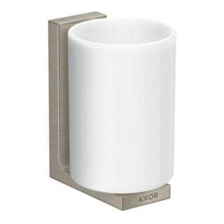 hansgrohe Gobelet à dents Axor Uni. Rectangulaire en verre, montage mural, nickel brossé