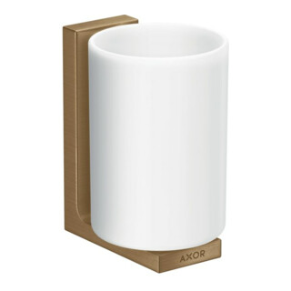 hansgrohe Gobelet à dents Axor Uni. Rectangulaire Verre, fixation murale, bronze brossé